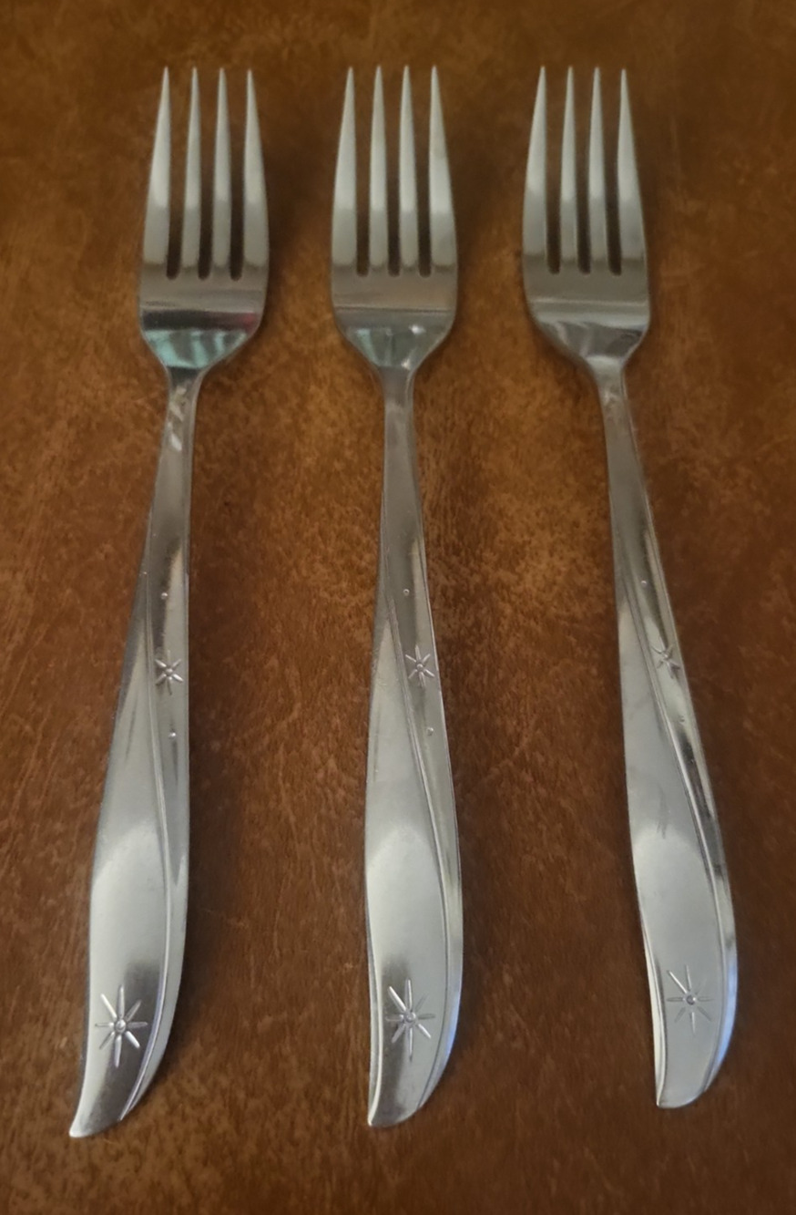 3 Piece Set Oneida Community Stainless Twin Star-Fork Vintage MCM Cottagecore